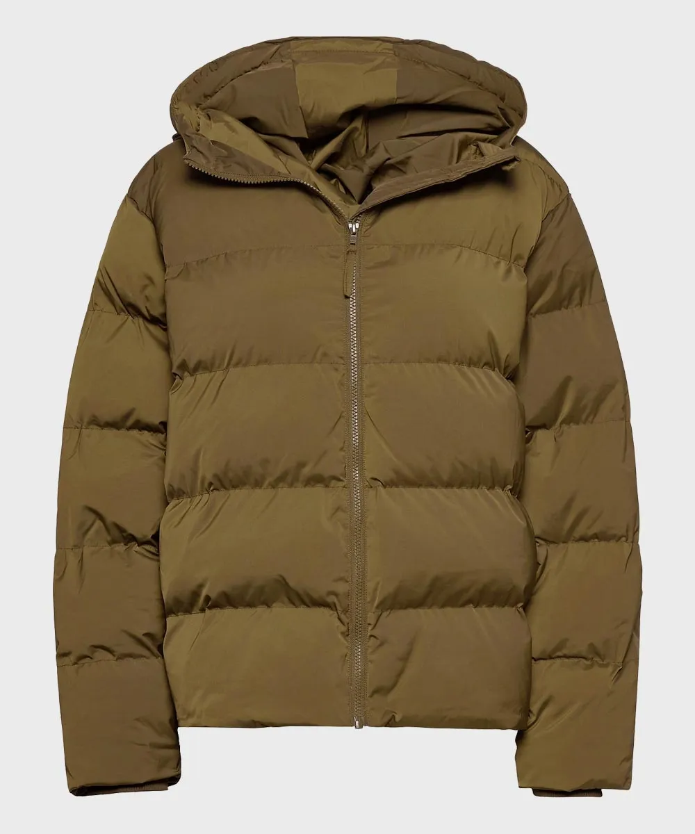 Mens Hooded Brown Puffer Jacket | Winter Brown Hooded Jacket