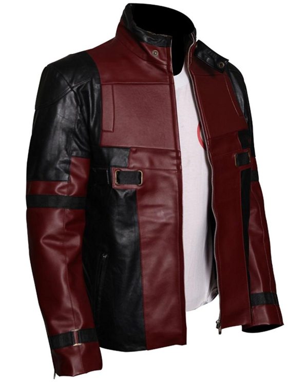 SALTONI Dead Pool Ryan Reynolds Red Black Deadpool 2 Leather Jacket