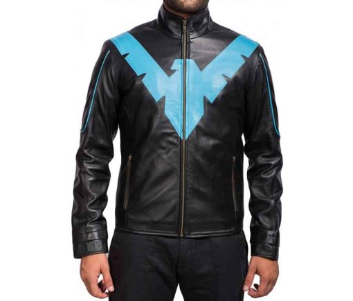 Nightwing Arkham Knight Black Leather Jacket