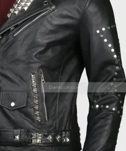 black motorcycle studded jacket