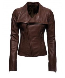 Audrey Marie Anderson Arrow TV Series Brown Leather Jacket