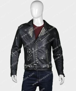 Mens Studded Motorcycle Leather Jacket
