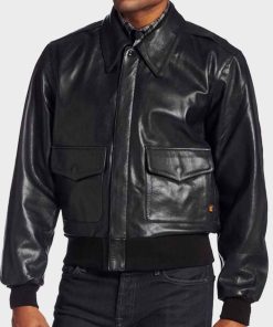 Marc Maron Black Bomber Glow Sam Sylvia Leather Jacket