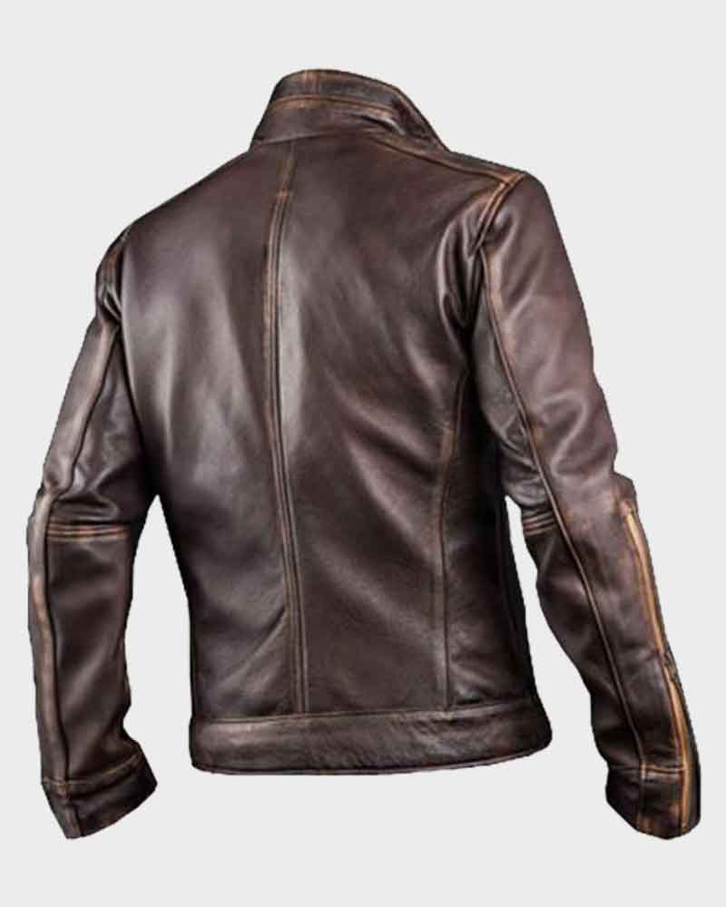 Cafe Racer Stylish Mens Brown Distressed Leather Jacket