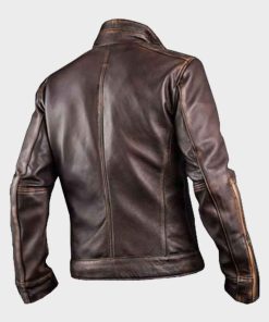 Mens Cafe Racer Style Brown Leather Jacket