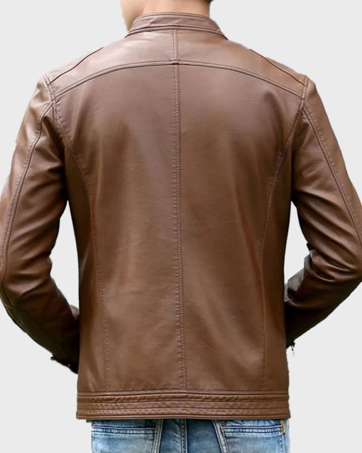 Mens Casual Leather Dark Brown Jacket