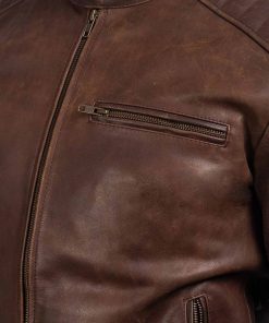 Slimfit Leather Mens Brown Casual Jacket