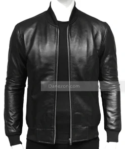 black bomber leather jacket for mens fashion