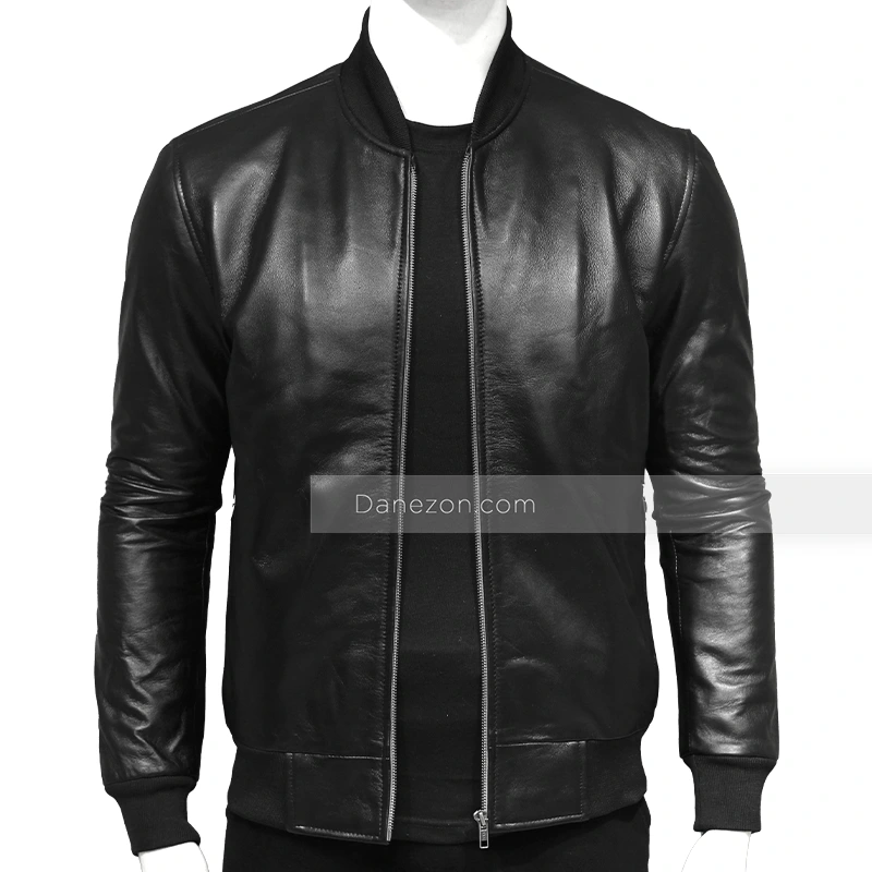 Natural Leather Jacket Black Bomber Jacket Studded Jacket 