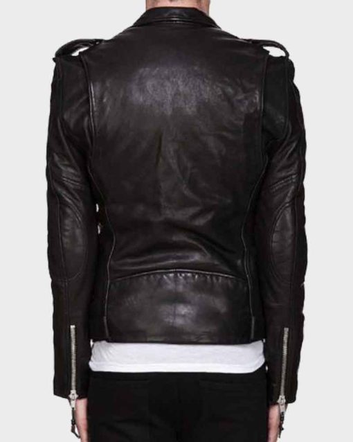 Mens Asymmetrical Zipper Motorcycle Leather Jacket
