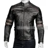 Mens Distressed Leather Retro Cafe Racer jacket
