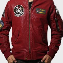 arrier Air Wing Mens Red Bomber Jacket