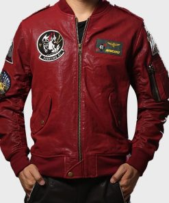 arrier Air Wing Mens Red Bomber Jacket