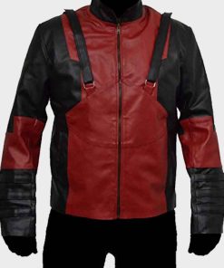 Red And Black Video Gaming Deadpool Leather Jacket
