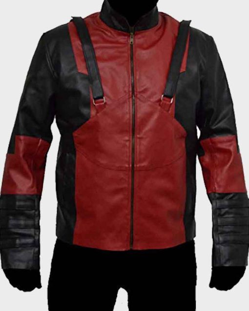 Red And Black Video Gaming Deadpool Leather Jacket