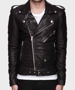 Asymmetrical Zipper Mens Motorcycle Leather Jacket