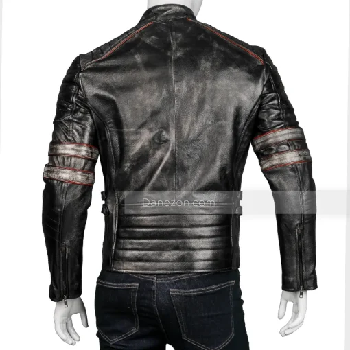 Mens Cafe Racer Distressed Retro Leather Jacket