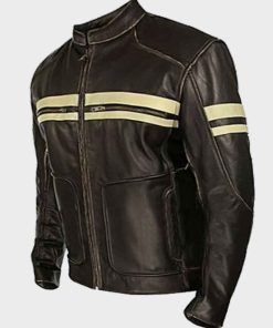 Mens Café Racer Dark Brown Retro Leather Jacket