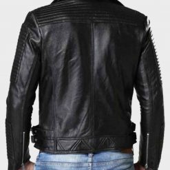Mens Double Breasted Black Motorcycle Jacket