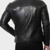 Mens Café Racer Black Plain Leather Jacket