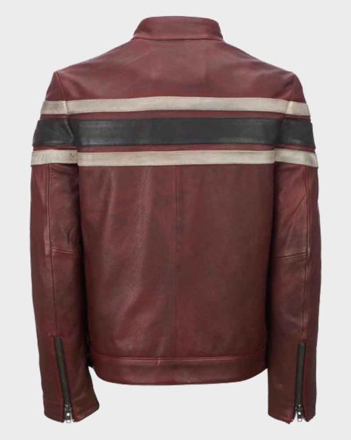 Mens Retro Red Waxed Vintage Leather Jacket