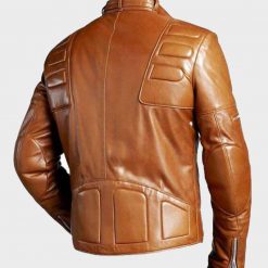 Mens Brown Padded Motorcycle Leather Jacket