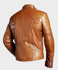 Mens Brown Padded Motorcycle Leather Jacket