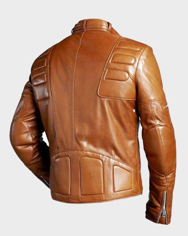Mens Slimfit Padded Brown Motorcycle Leather Jacket
