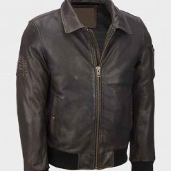 Distressed Brown Mens Vintage Leather Bomber Jacket