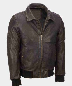 Distressed Brown Mens Vintage Leather Bomber Jacket