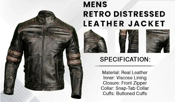 Retro Distressed Leather Jacket