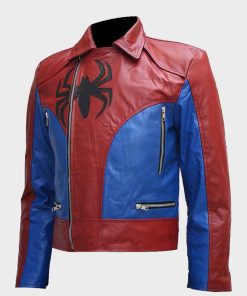 Mens Spiderman Logo Motorcycle Leather Jacket