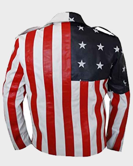 Vanilla Ice Mens American Flag Leather  Jacket