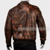 Distressed Leather Brown Bomber Jacket