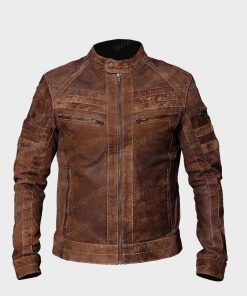 Café Racer Mens Brown Distressed Biker Leather Jacket