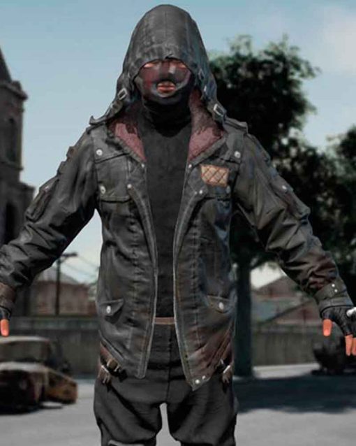 Video Game PlayerUnknown's Battlegrounds Black Hooded Leather Jacket
