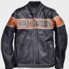 Mens Black Biker Harley Davidson Victory Lane Jacket