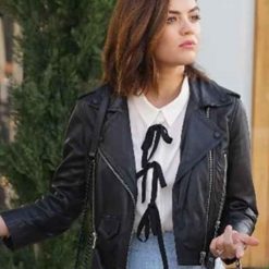 Pretty Little Liars Lucy Hale Leather Aria Montgomery Black Jacket