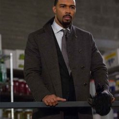 Power Omari Hardwick Double-Breasted Trench Ghost Grey Coat