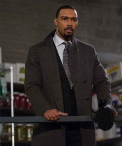 Power Omari Hardwick Double-Breasted Trench Ghost Grey Coat