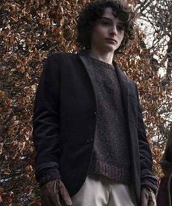 The Turning Finn Wolfhard Black Wool Miles Coat