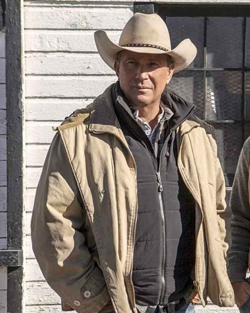 Yellowstone Kevin Costner Cotton John Dutton Beige Jacket