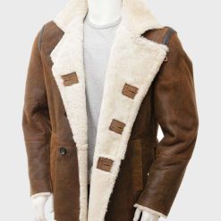 Mens Distressed Brown Double Breasted Coat