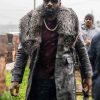 Black and Blue Mike Colter Leather Darius Shearling Coat