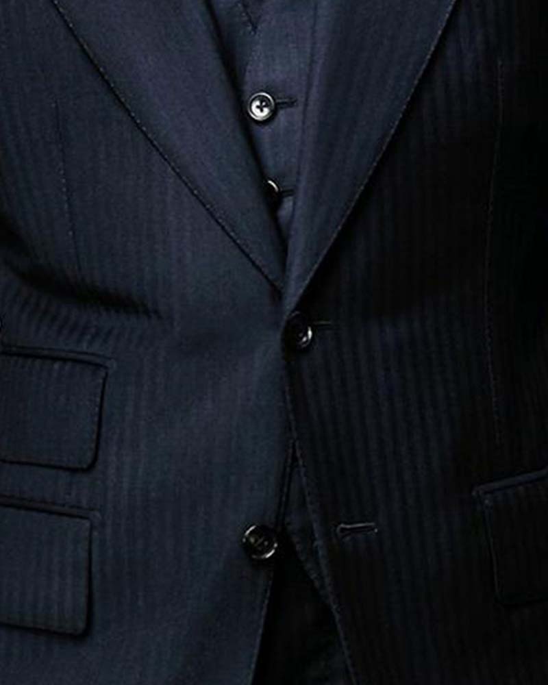 James Bond Herringbone Suit | Spectre Black Pinstripe Suit