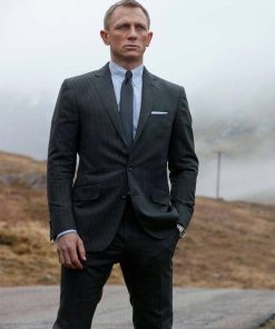 Daniel Craig Pinstripe James Bond Skyfall Charcoal Grey Suit