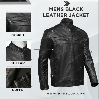 2022 mens black leather jacket