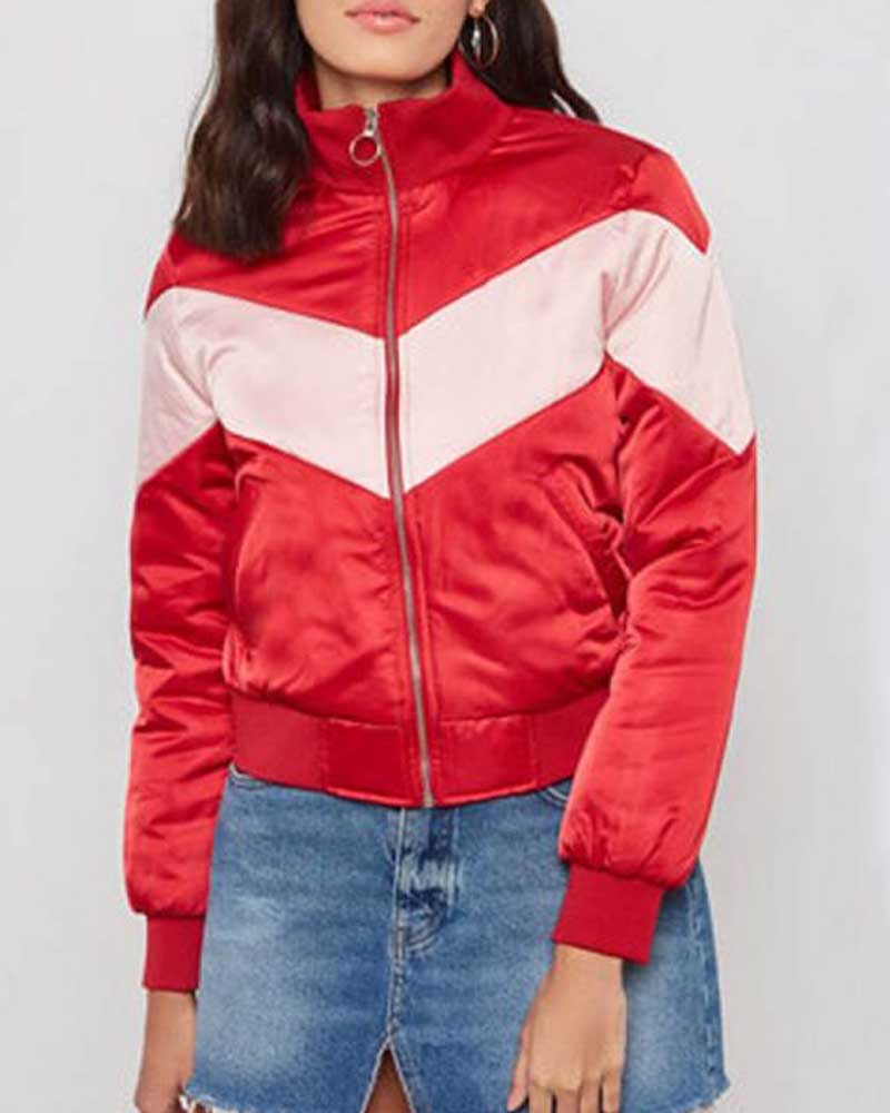 Onwijs Serena Baker Bomber Jacket | Spinning Out Willow Shields Red Jacket JB-65