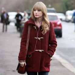 Burgundy Taylor Swift Bound Seam Toggle Coat