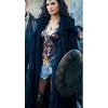 Wonder Woman Gal Gadot Shearling Black Coat
